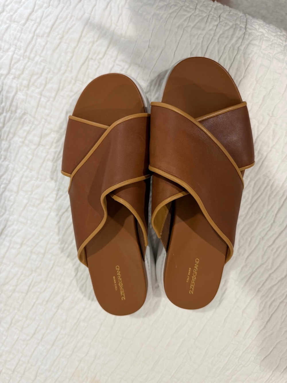 Cole Haan Brown Leather Slide Sandals